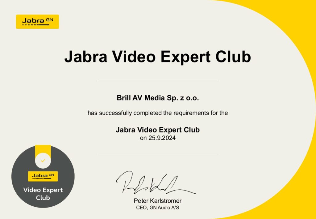 Certyfikat Jabra Brill AV Media